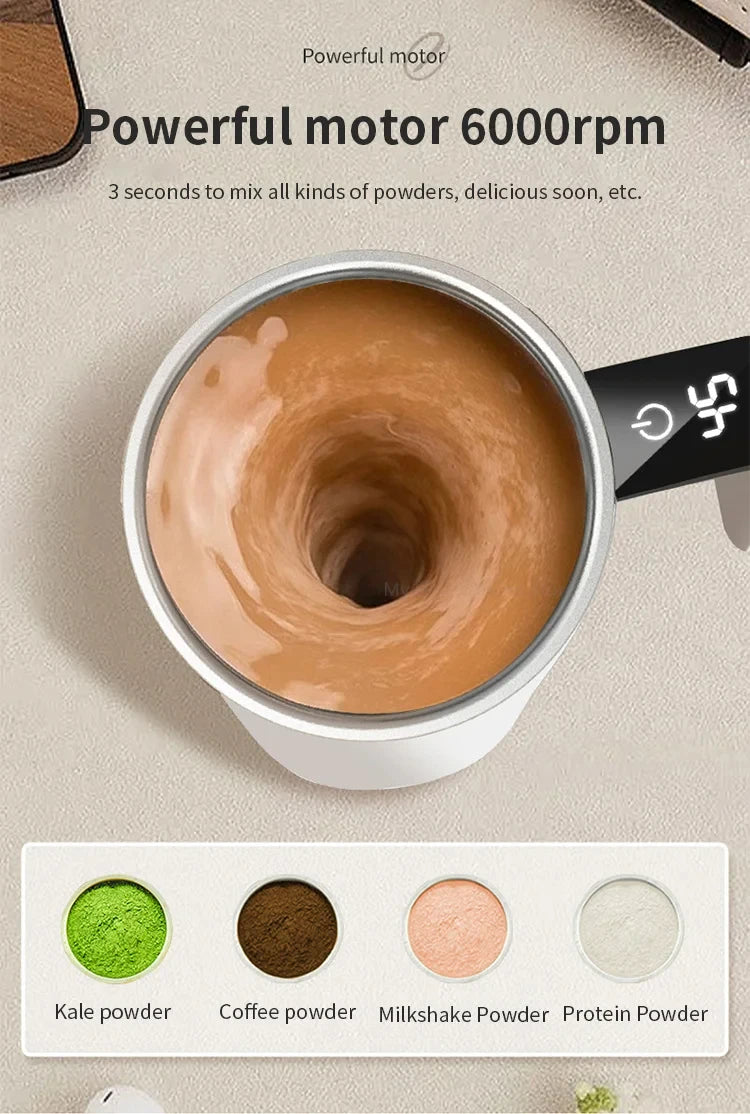 Automatic Stirring Cup Rechargeable Portable Coffee Electric Stirring Stainless Steel Mixer Rotating Magnetic Self Stirring Mugs