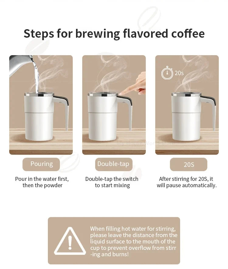 Automatic Stirring Cup Rechargeable Portable Coffee Electric Stirring Stainless Steel Mixer Rotating Magnetic Self Stirring Mugs
